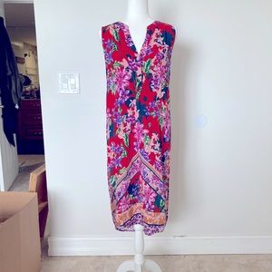 CUPIO high low, mid button down floral dress